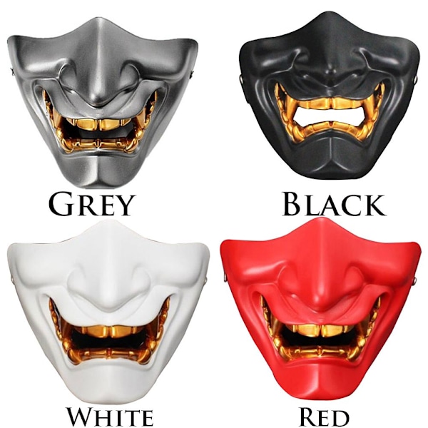 Cosplay Mask Spel Halvansikte Airsoft Oni Mask Halloween Mask GRÅ grey