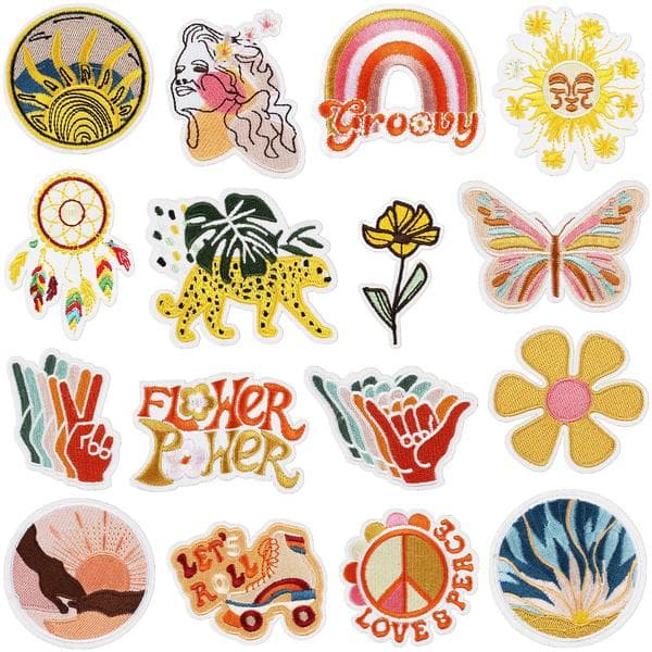 16 varmeaktiverede broderimærker til sommer, kan bruges