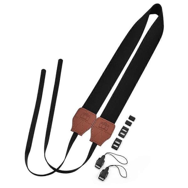 Universal 1 cm bred farverig polyester webbing skulderrem til kamerabælte (sort)
