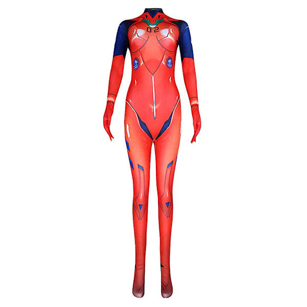 Evangelion Anime Manga Asuka Langley Cosplay-asu Asuka Langley Cosplay-asu Naisten Punainen Taisteluasu Bodysuit Jumpsuit Halloween Täydellinen Puku XL