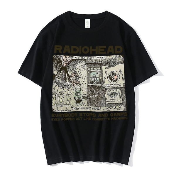 Vintage Radiohead T-paita Hip Hop Englanti Rock Band T-paidat Miehet Naiset Black L