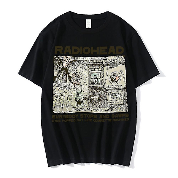 Vintage Radiohead T-paita Hip Hop Englanti Rock Band T-paidat Miehet Naiset Black M