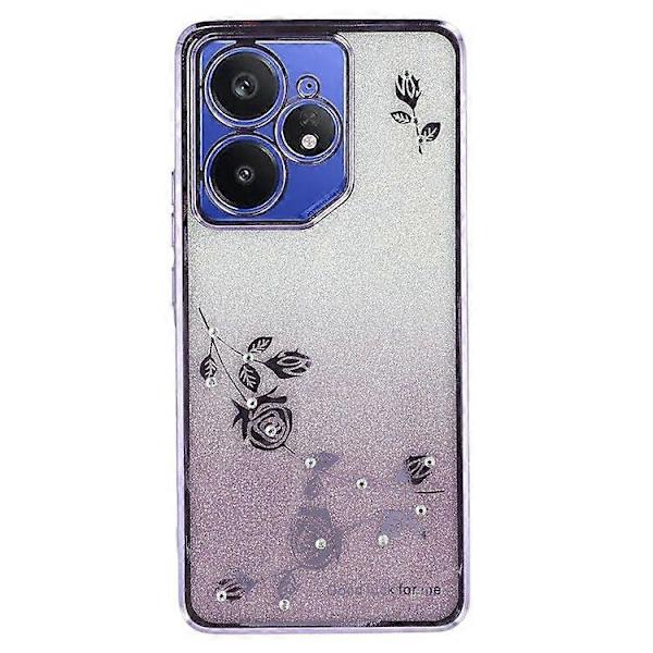 Deksel til Realme Neo7 5G med ringstativ, TPU, blomster, gradient glitter Purple