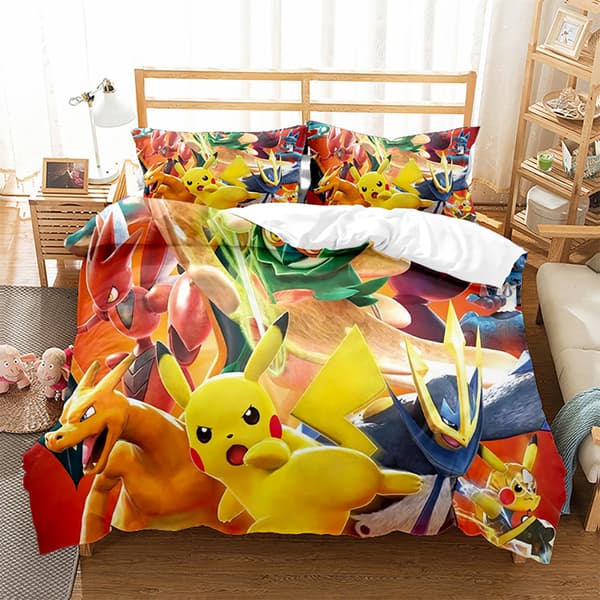 3D digitaltryckt påslakanset med tecknad Pikachu - Hemtextilier PKQ3 135*200