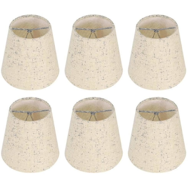 6 stk Lampeskærme Væglampe Lysekrone Clip On Lampeskærm E14 Skrue Linned Små lampeskærme til bordlamper