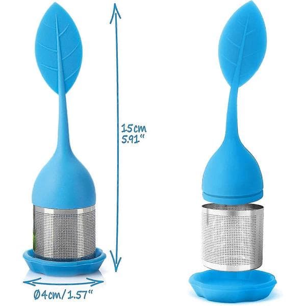 4 Stykker Te-infuser i Rustfrit Stål og Silikone - Te-si med Låg og Underkop (farve tilfældig)
