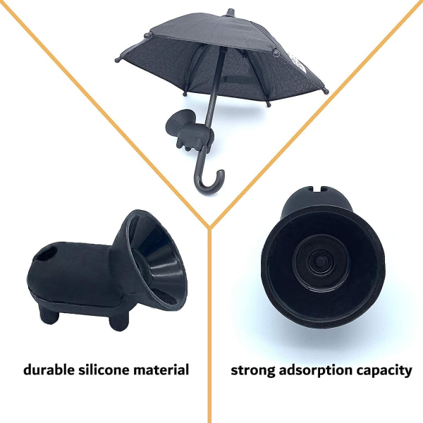 Mobiltelefon paraply solskydd, mini paraply för telefon med universal justerbar sugkoppsstativ, anti-bländning paraply för mobiltelefon utomhus