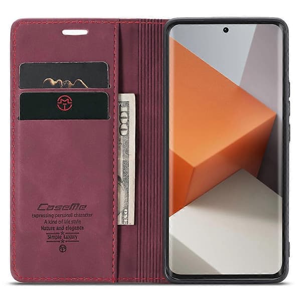 Plånboksfodral i Läder med Ställ för Xiaomi Redmi Note 13 Pro+ 5G Red