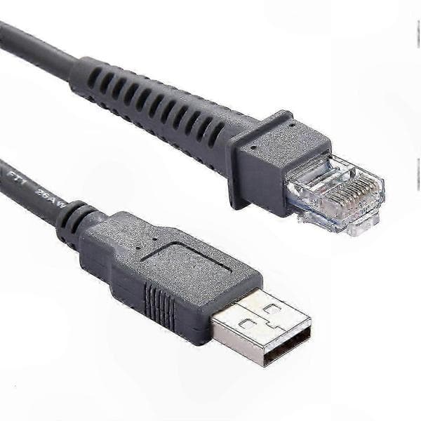 2m USB A hann til RJ45 skannerkabel for strekkodeskannere (grå) Grå