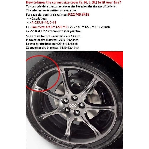 Nothers Kompatibel med CRV CR-V Reservedæk Cover Baghjulsdækken Opbevaringstaske Beskytter (S Størrelse, 3-7 Dages Levering, US Lager) 14 inch