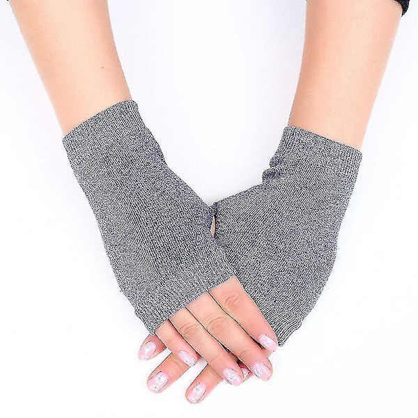 Par Vinterhandsker Dame Fingerløse Handsker Uden Fingre Kvinder Cashmere Varme Vinterhandsker Hånd Håndled Varmer Luffer Grey free size