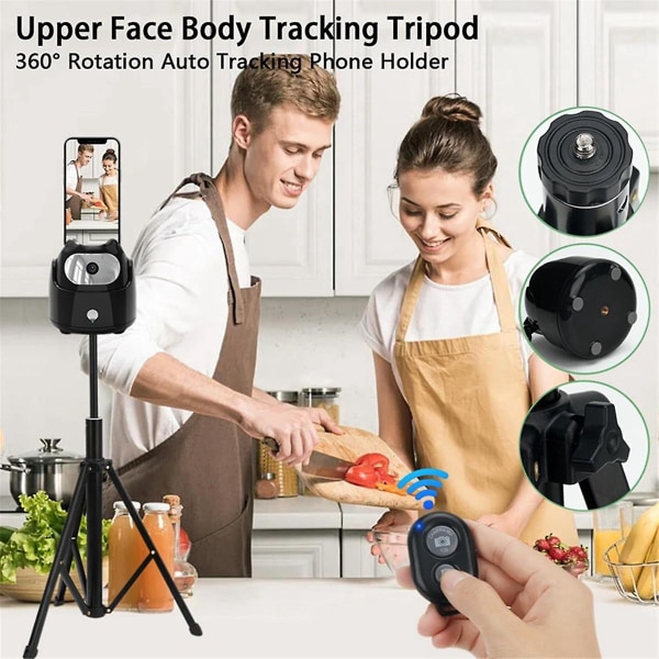 Automatisk Ansigtssporing Gimbal Mobiltelefon Holder 360 Rotation AI Ansigtsgenkendelse Telefonstativ til Vlog Video White