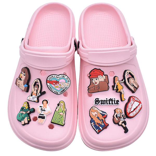 31 kpl suosittu laulaja Taylor Swift kengät Croc Jibbitz Charms DIY tarvikkeet kenkänapit koriste aikuiset ja lapset juhlasuosio