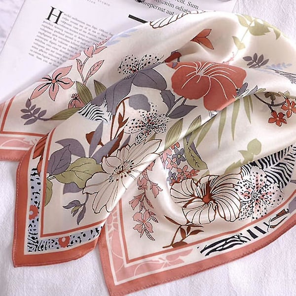 Sidenkänsla Scarf Medium Storlek Fyrkantig Satinscarf För Damer Pink