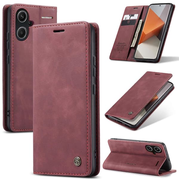 Plånboksfodral i Läder med Ställ för Xiaomi Redmi Note 13 Pro+ 5G Red