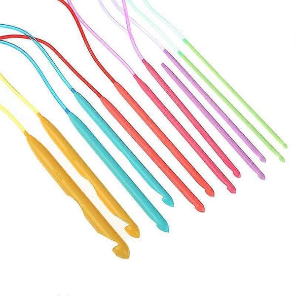 12 st flexibla afghanska tunisiska virknålar i plast 3,5-12 mm 12pcs Multicolor