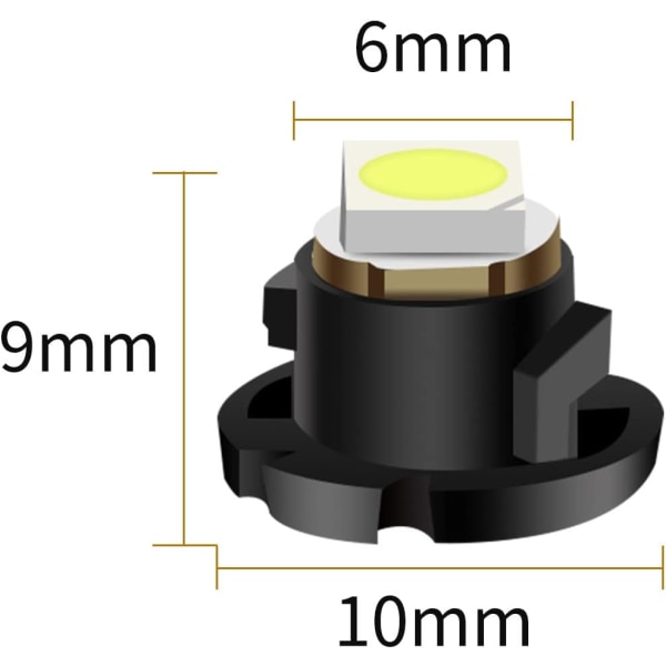 10 ST T4.2 LED kil instrumentbräda glödlampor, 1 SMD 6000K vita interiörlampor Bil Auto instrumentbräda Instrument Läsmätare Panelljus