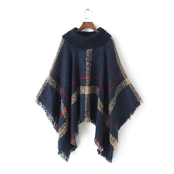 Höst Vinter Lös Halsring Pullover Wrap Sjal Varm Stickning Cape För Dam