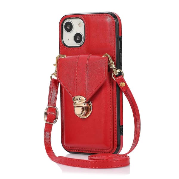Kortplatsfodral med snodd för iPhone 14 Plus Red