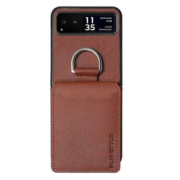 Läderfodral med Litchi-textur för Motorola Razr 40 Brown