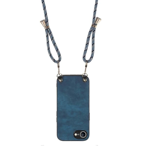 Retro skinndeksel til iPhone 16e med justerbar stropp - Grønn Multicolor Blue