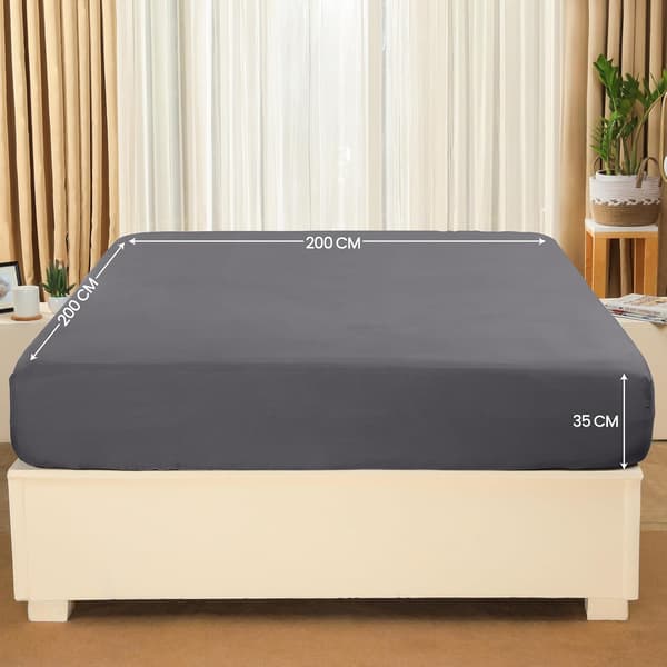 Fitted Sheet - Grey, 200 x 220 cm - 35 cm Corner for Thick Mattress - Brushed Microfiber 20*200+35cm