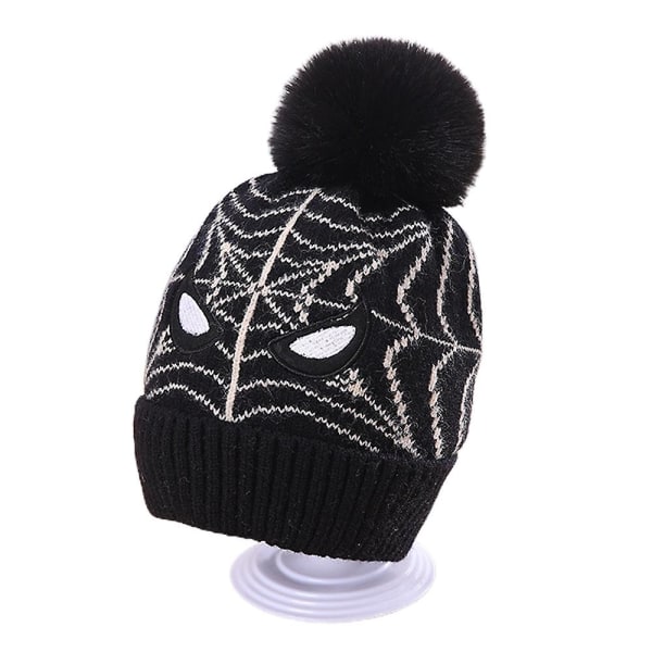 3-12 år Barn Gutter Jenter Spiderman Strikket Lue Pom Vinter Varm Ski Cap Black