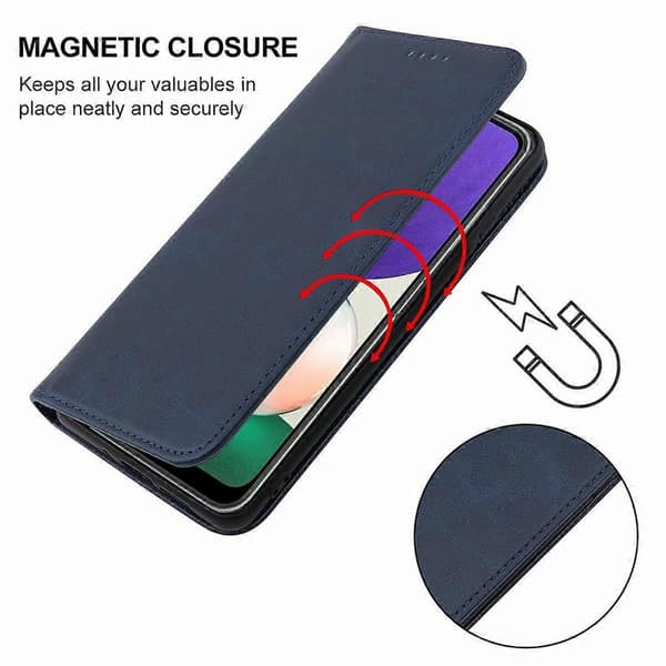 Magnetiskt läderfodral för Samsung Galaxy A22e Blue