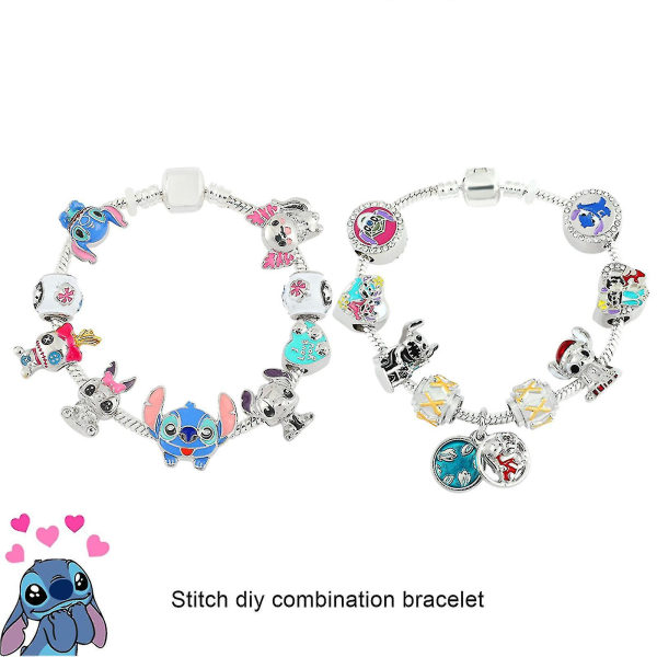 Berlockarmband Lilo And Stitch Smycken För Kvinnor Barn I Love You Armband Bestfriend Present - Blå Multicolor 7.48In
