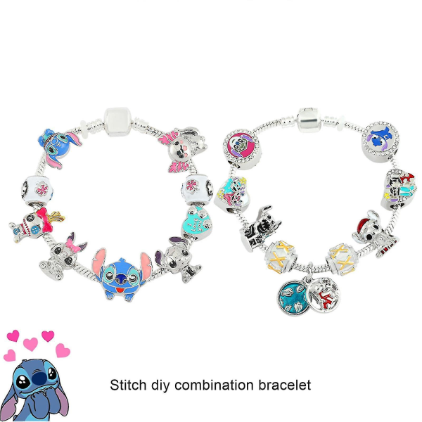 Charm Armbånd Lilo And Stitch Smykker For Dame Barn I Love You Armbånd Bestevenn Gave - Blå Multicolor 7.48In