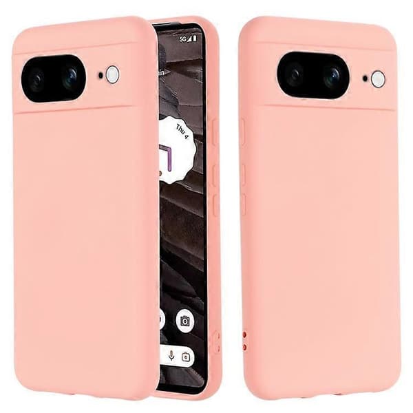 Kompatibel med Google Pixel 8 Anti-Fingeravtryck Mobilskal Flytande Silikon+Mjukt Foder Telefonfodral Baksida Pink