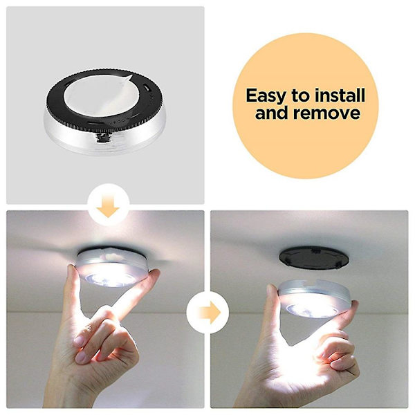5-pack LED batteridriven trådlös nattkran Trycklampa Stick-on säkra lampor för hall kök B Silver