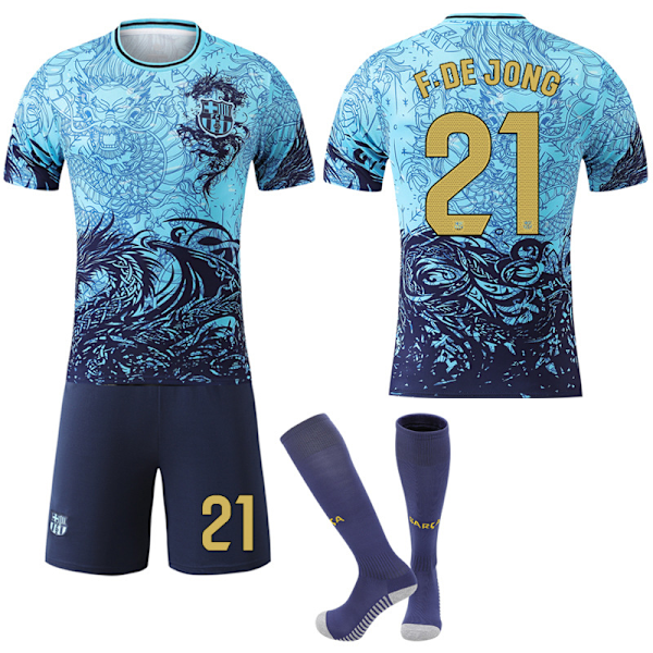 2025-2026 Barcelona Dragon -kuvioinen Special Edition jalkapallopaita lapsille ja aikuisille No.21 F.DE JONG XXL
