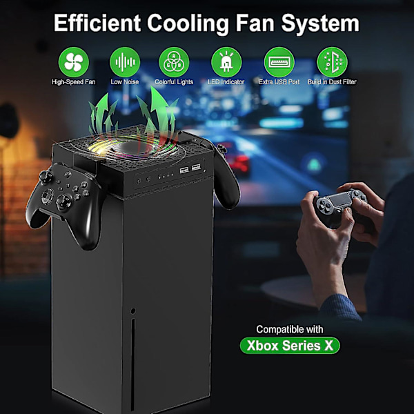 RGB-jäähdytystuuletin Xbox Series X:lle, 3 säädettävää nopeutta, hiljainen jäähdytystuuletinjärjestelmä Xbox Series X:lle