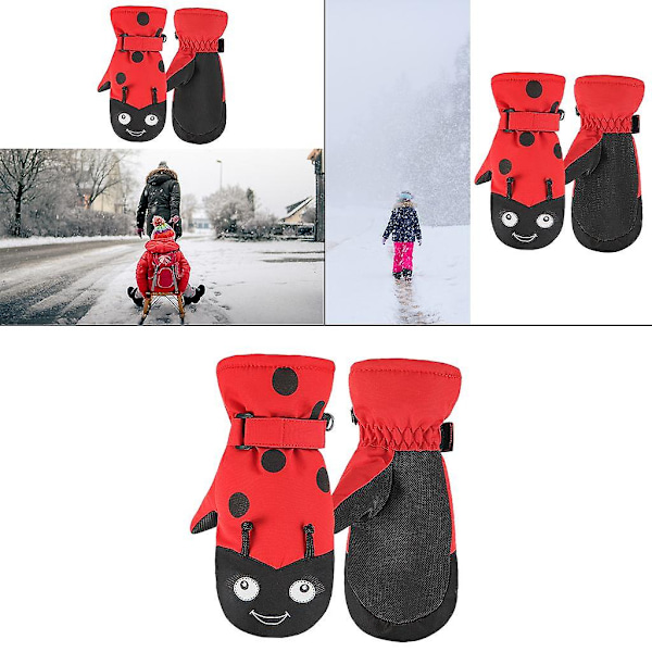 Vattentäta fleece skidhandskar för barn, vintervarma snowboardhandskar, termiska snöskalbaggar, L
