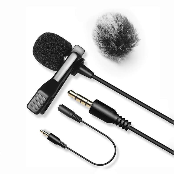 LVM3 Lavalier-Reversmikrofon, støjreducerende til iPhone/Android/DSLR, 6m ledning, Plug & Play til Zoom/Tascam/PC Black