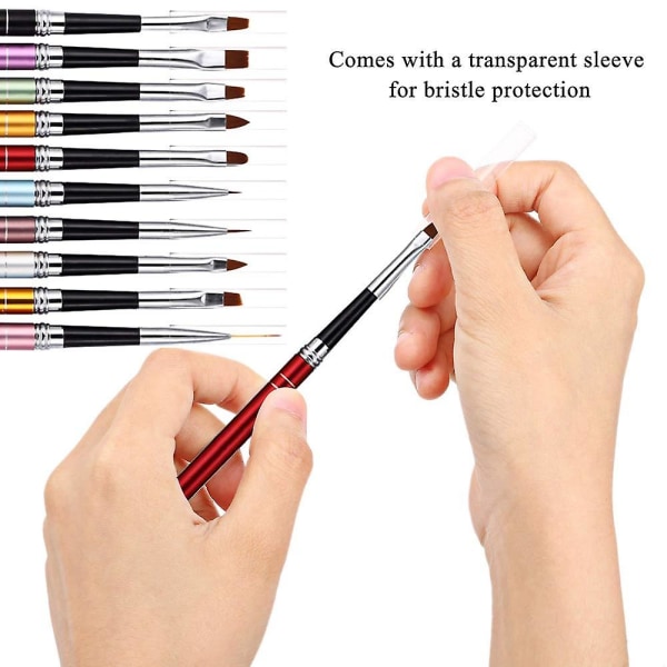 10 stk Nail Art-penn for profesjonelle salonger neglebørste og hjemme-diy-negledesign (10 farger)