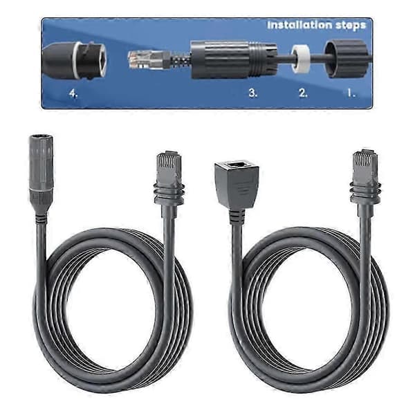 2PCS Ethernet-adapter förlängningskabel för Starlink Gen3, dubbelskärmad IP68, 1200 Mbps 0.5M