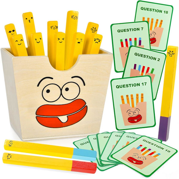 Træ Matchende Spil med Farvesortering Montessori Pommes Frites Legetøj med Flashkort til Småbørn Tidlig Læring til Fødselsdagsgave