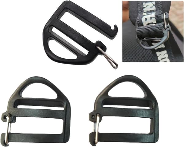 8-pack Webbing Hook Clip 25mm 1'' Strap Belt Buckle with Open Latch End Buckle Connection Slide Buckles Ladder Slider Replacement for Backpack Bag Molle