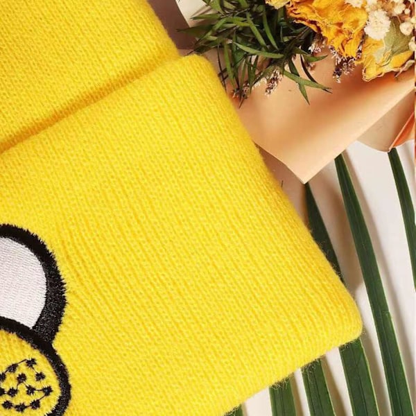 Huer til Mænd Kvinder, Unisex Knap Yellow Huer Broderet Huer Huer Tegneserie Designet Varmt Strikket Hat til Vinter