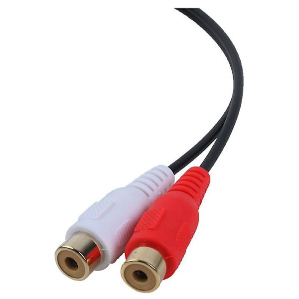 Gullbelagt 3,5 mm hunn til 2 hunn jacker stereoadapter lydsplitter RCA (15 cm) Black