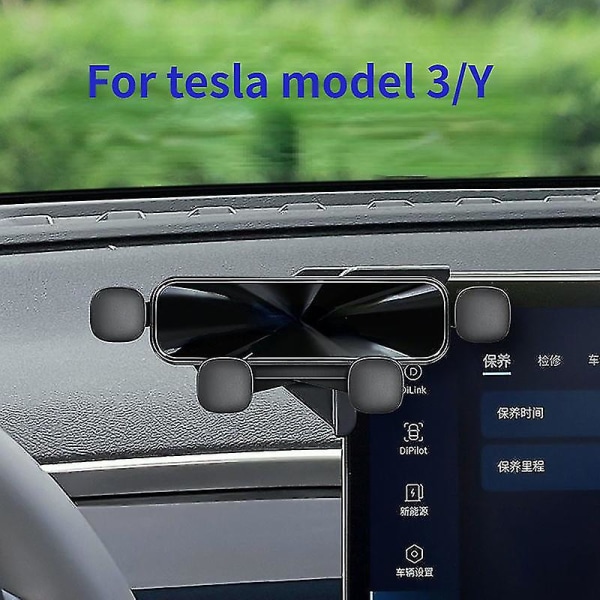 Biltelefonholder Monteringsstativ For Tesla Model 3 2023 Justerbar GPS-navigasjon Mobiltelefonbrakett Bilinteriørtilbehør 409 silver