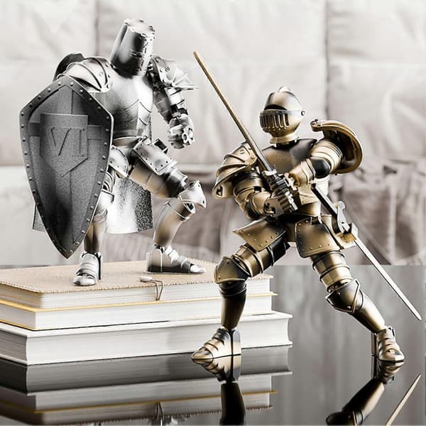 Middelalderlig ridder-actionfigur med tilbehør, bevægelige led, riddermodel, legetøj, artikuleret robot Silver