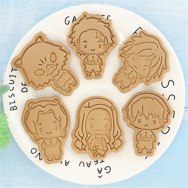 6pack Demon Slayer: Kimetsu No Yaiba Kakformar Söta Seriefigur Biscuitform Tårta Fondant Bakning DIY Dessertform Verktyg