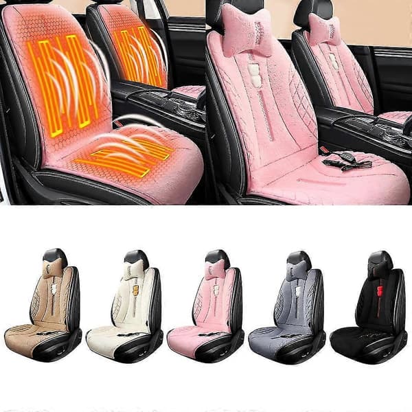 12V Universal Uppvärmd Sittdyna/Nackkudde Elektrisk Bilstolsdyna Varm Gray Headrest
