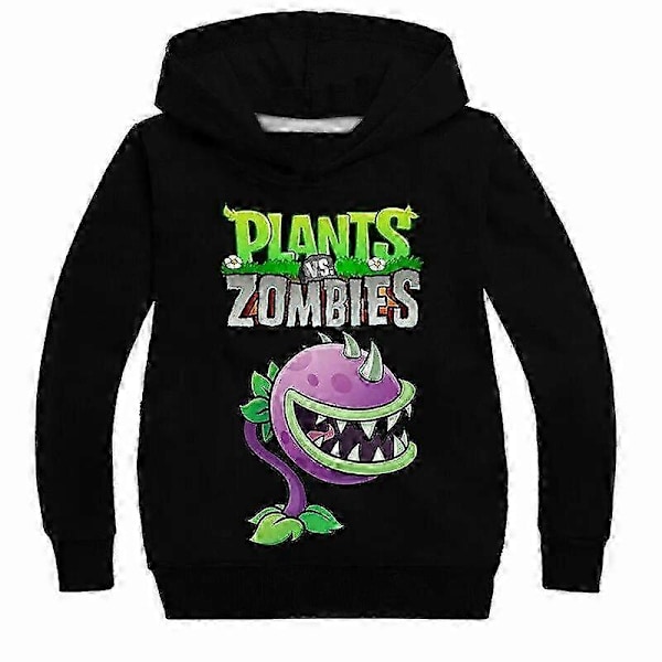 PVZ Børne Hoodie Plants VS Zombies Spil Drenge Piger Trøje Jumper T-shirt Toppe Black 3 120(4-5T)