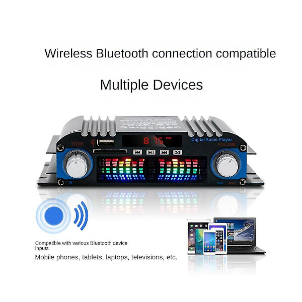4-kanals 60w høyeffekt bil Bluetooth lydforsterker Hifi Stereo Mini lydmottaker for bil lydmodifisering hjem
