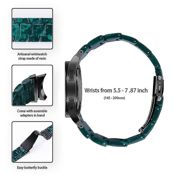Til Samsung Galaxy Watch 5 40 mm / 44 mm / Watch 5 Pro 45 mm Resin urbånd i rustfrit stål med spændearmbånd Blackish Green