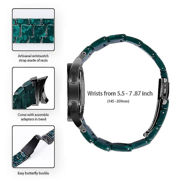 Til Samsung Galaxy Watch 5 40 mm / 44 mm / Watch 5 Pro 45 mm Resin urbånd i rustfrit stål med spændearmbånd Blackish Green